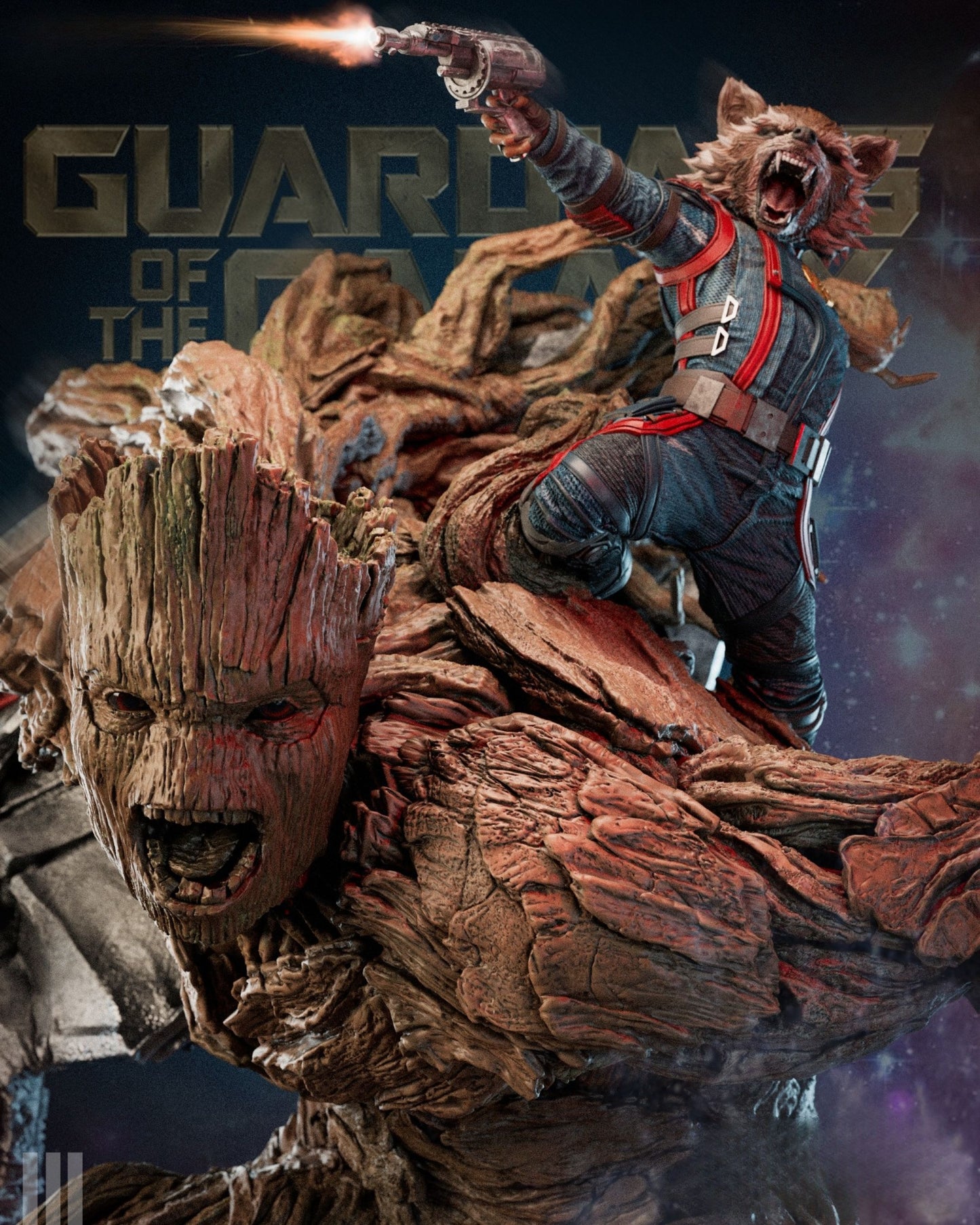 3845 Rocket and Groot - Guardians of the Galaxy - STL 3D Print Files