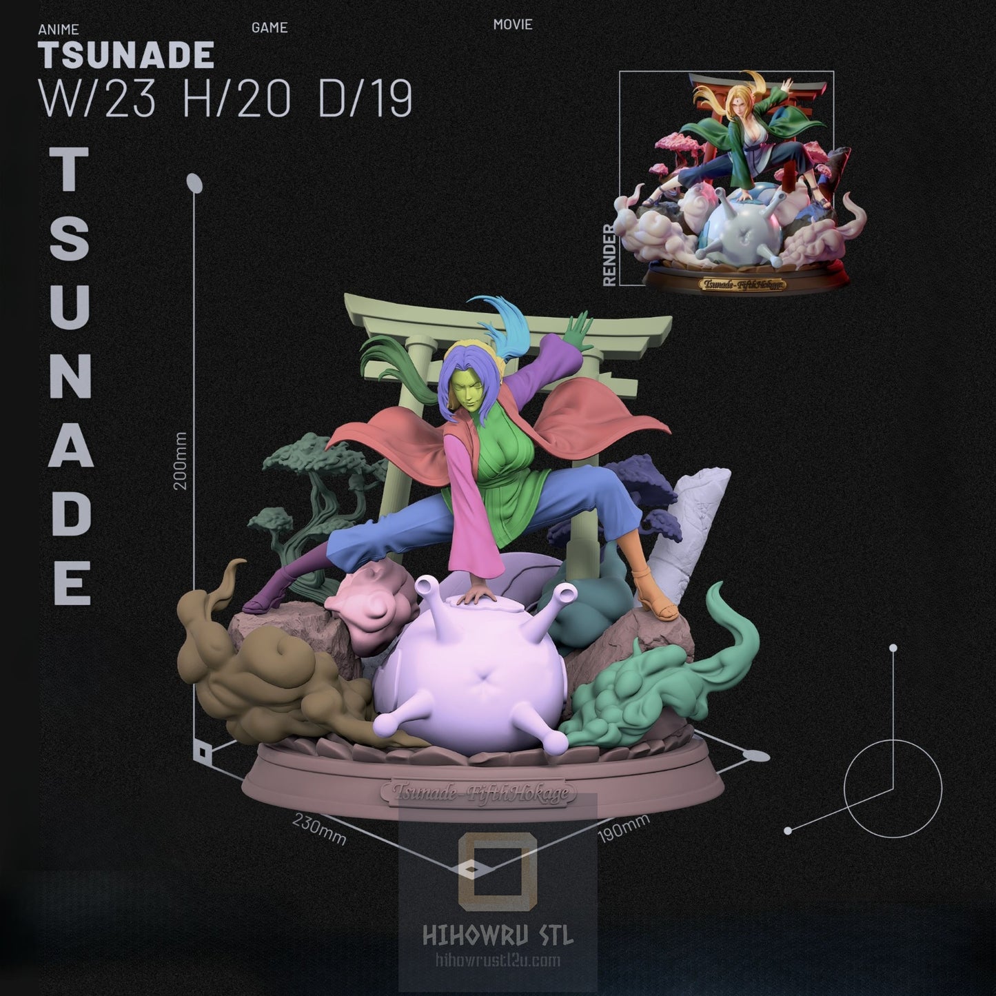 4821 Tsunade - Naruto - STL 3D Print Files