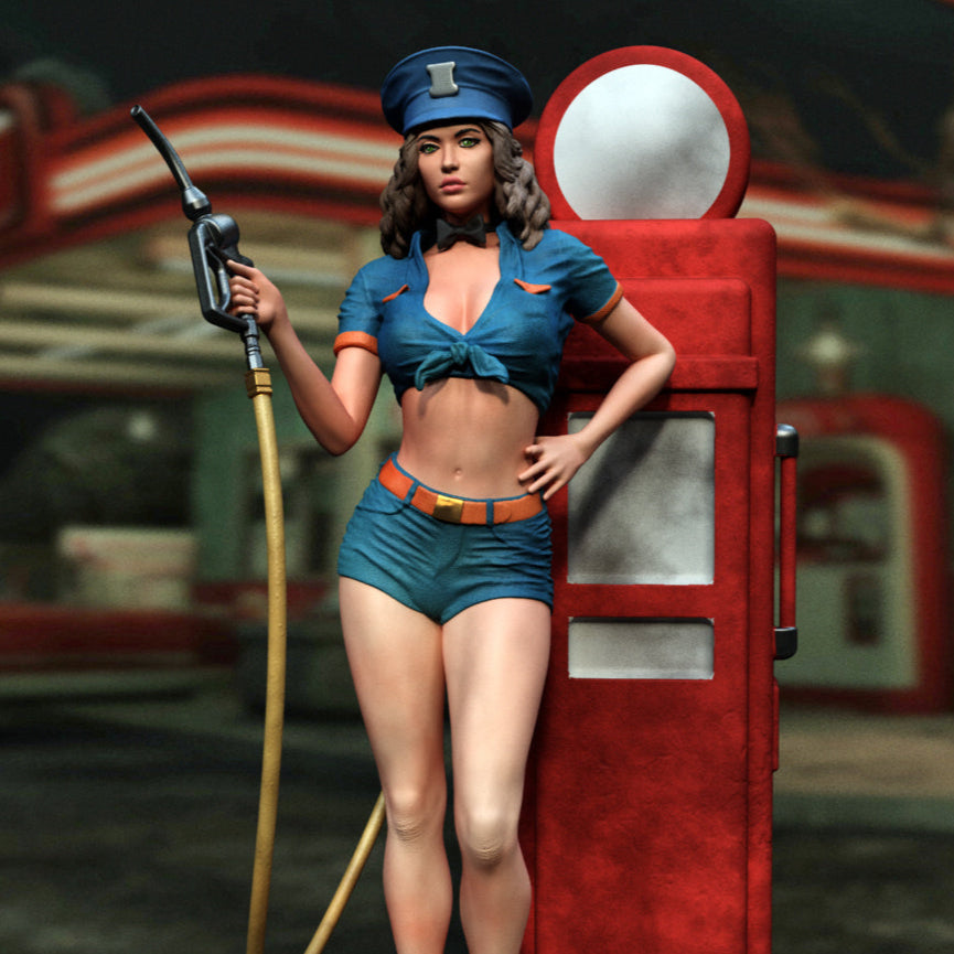 3981 Mobil Gas Pump Girl Pin Up NSFW - STL 3D Print Files