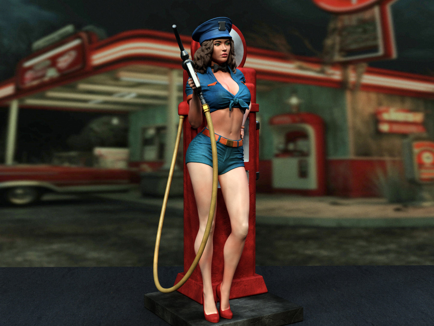 3981 Mobil Gas Pump Girl Pin Up NSFW - STL 3D Print Files