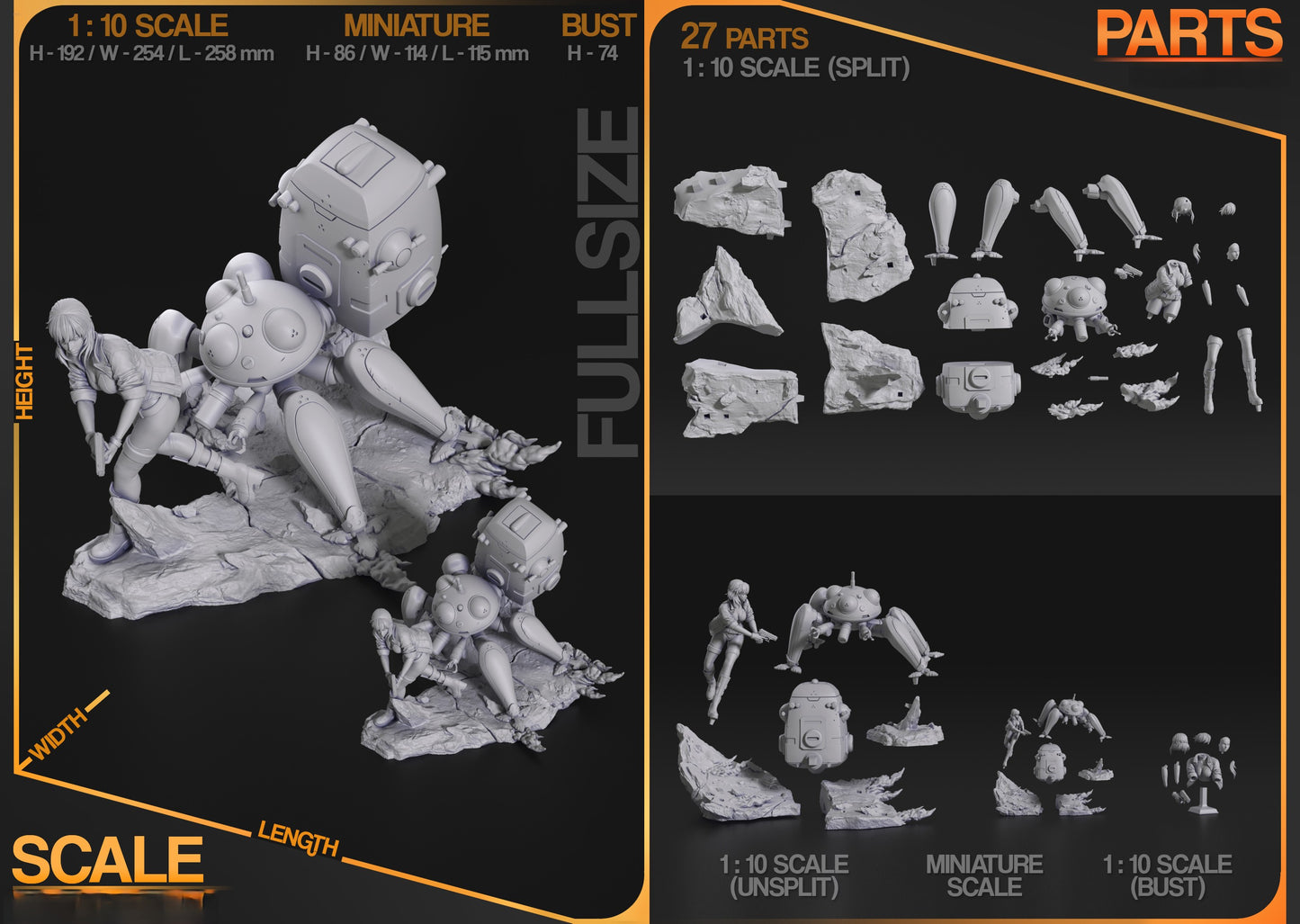 2290 Motoko Kusanagi - Ghost in the Shell - STL 3D Print Files