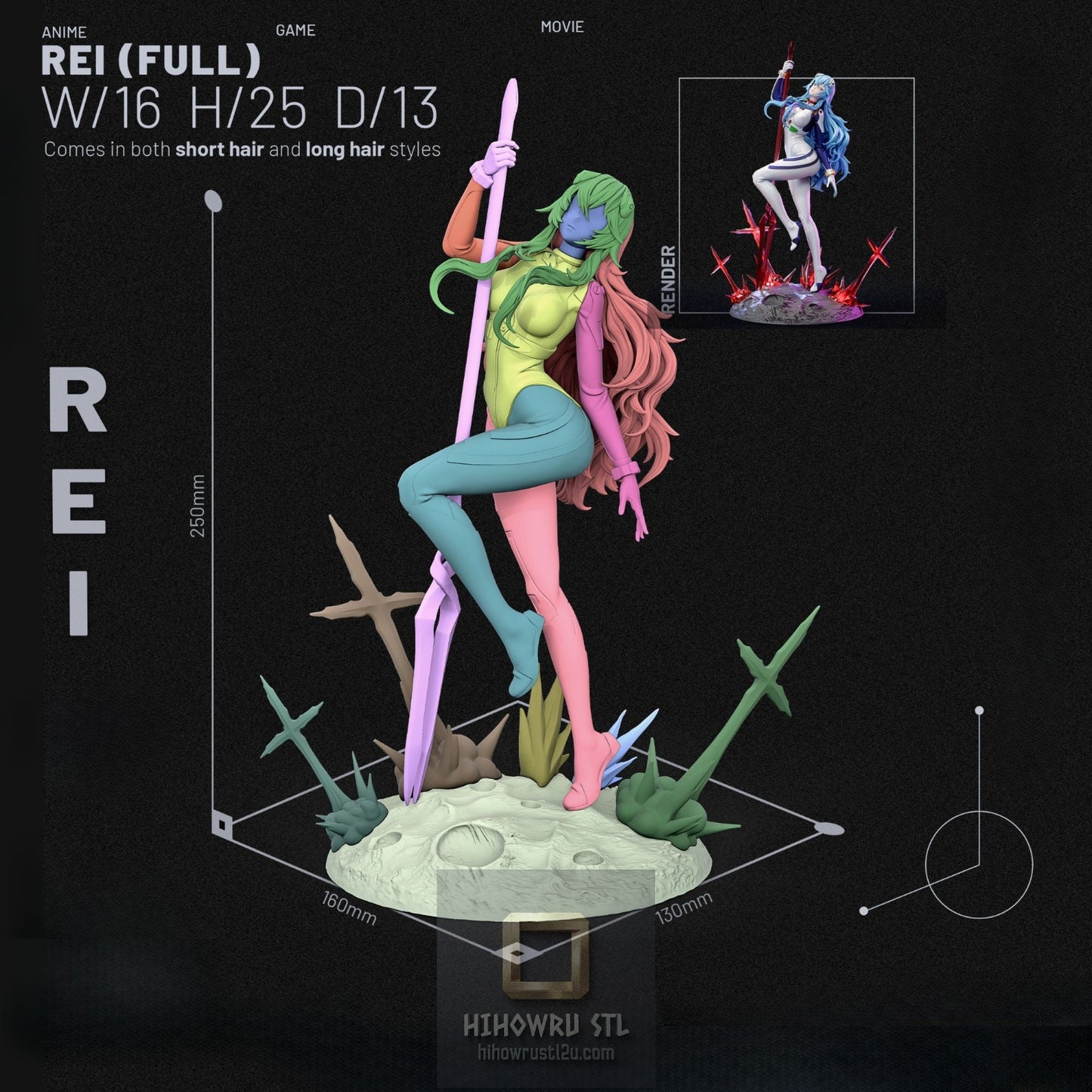 4970 Rei Ayanami NSFW - Evangelion - STL 3D Print Files