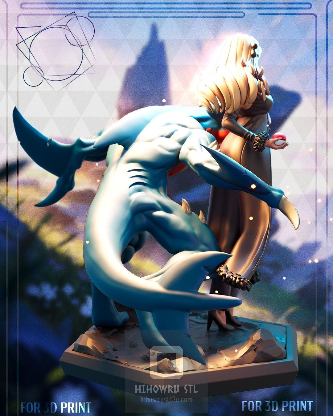 4900 Cynthia AND Garchomp - Pokemon - STL 3D Print Files
