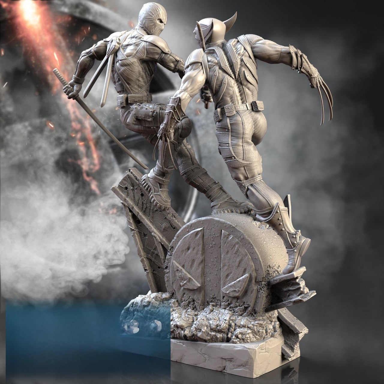 2376 Deadpool VS Wolverine - STL 3D Print Files