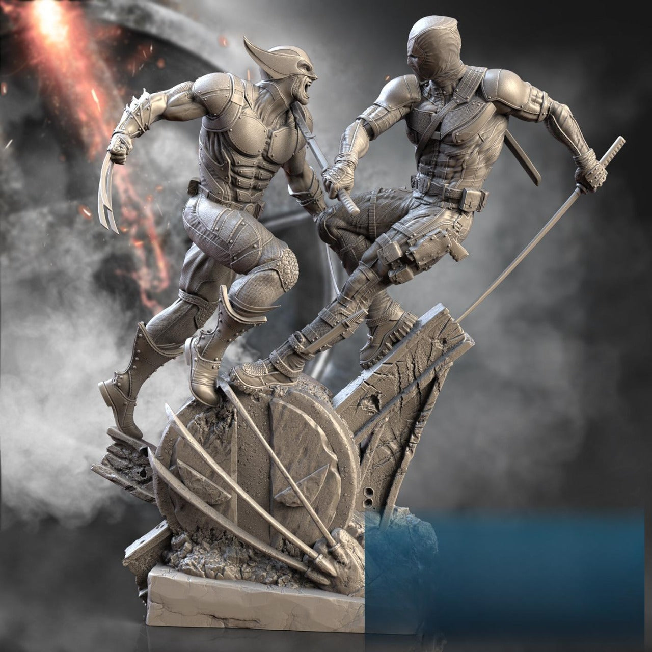 2376 Deadpool VS Wolverine - STL 3D Print Files