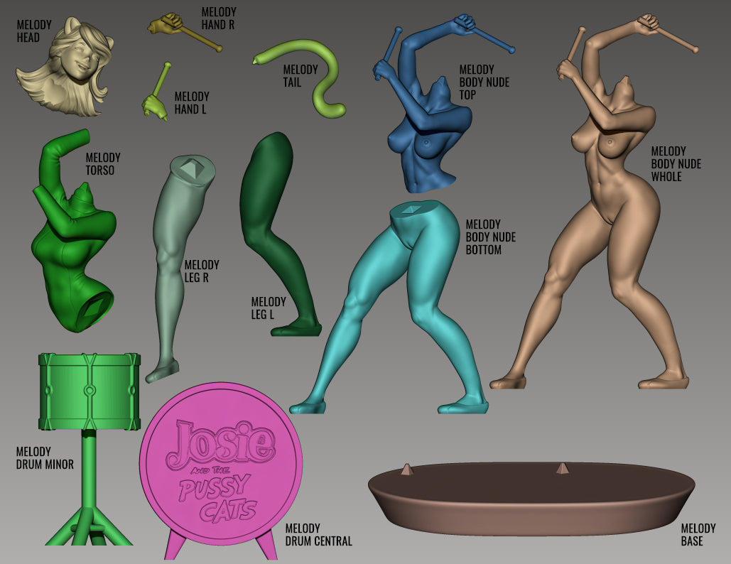 2330 Josie and the Pussy Cats NSFW - STL 3D Print Files
