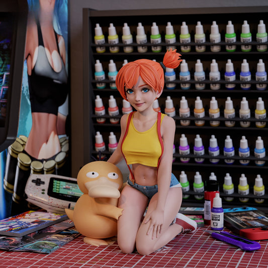 3349 Misty And Psyduck - Pokemon - STL 3D Print Files
