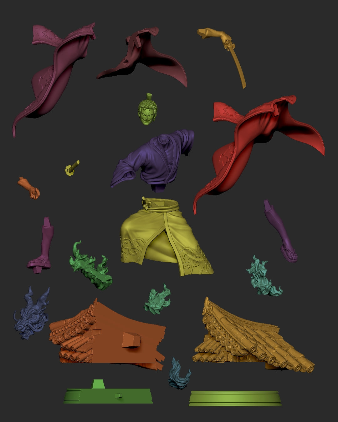 2255 Wano Zoro - One Piece - STL 3D Print Files