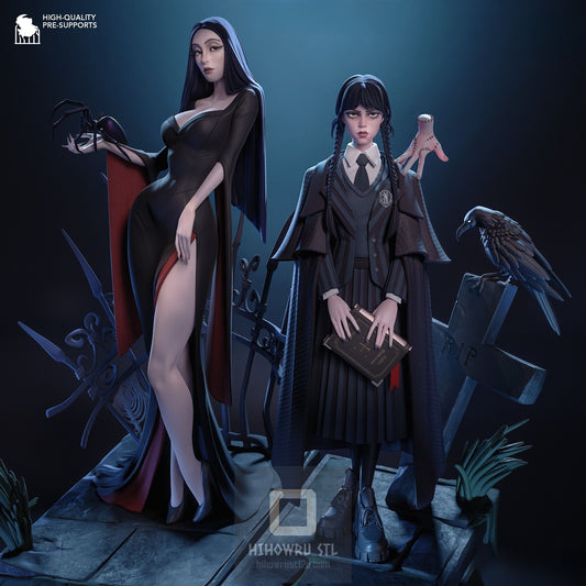 4570 Wednesday AND Morticia Addams - Addams Family - STL 3D Print Files