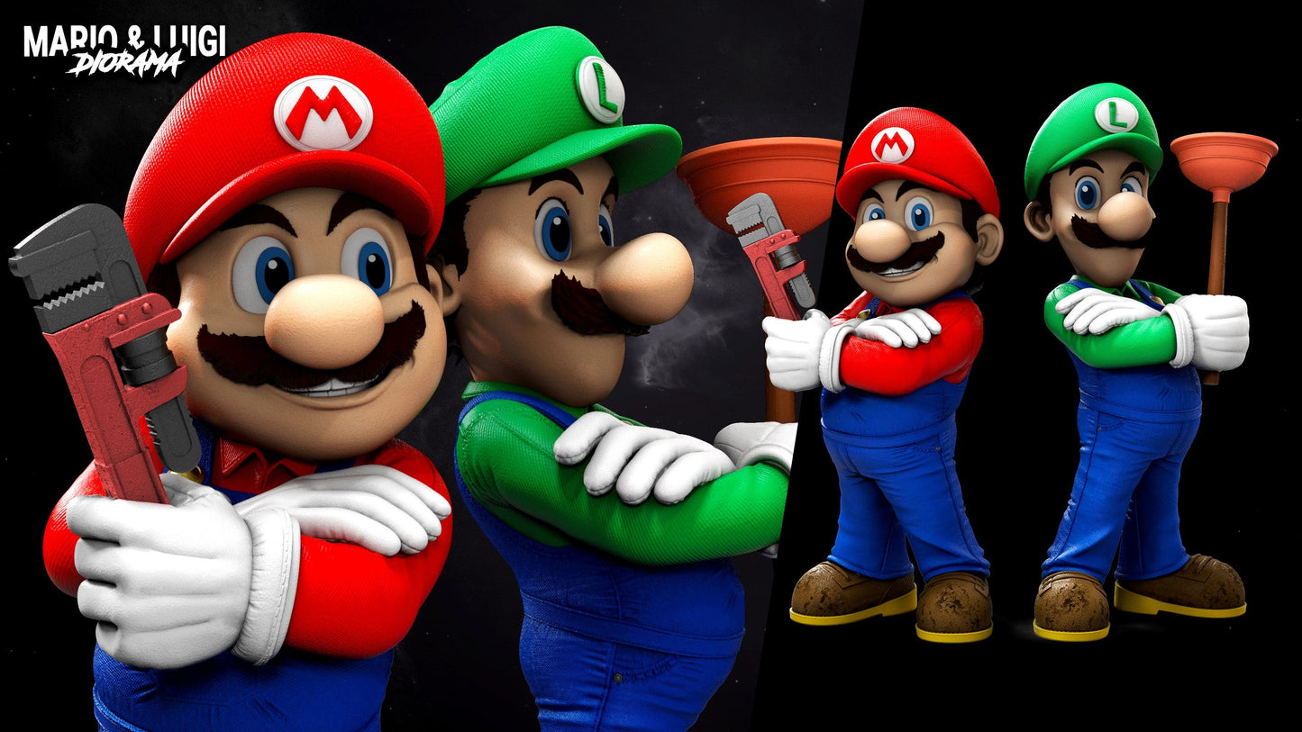 Mario and Luigi - Super Mario Bros - STL 3D Print Files