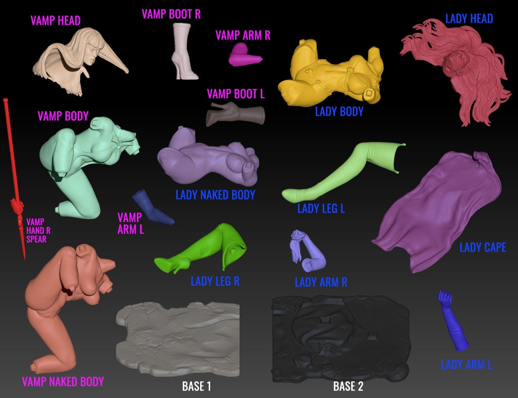 Vampirella VS Lady Death NSFW - STL 3D Print Files