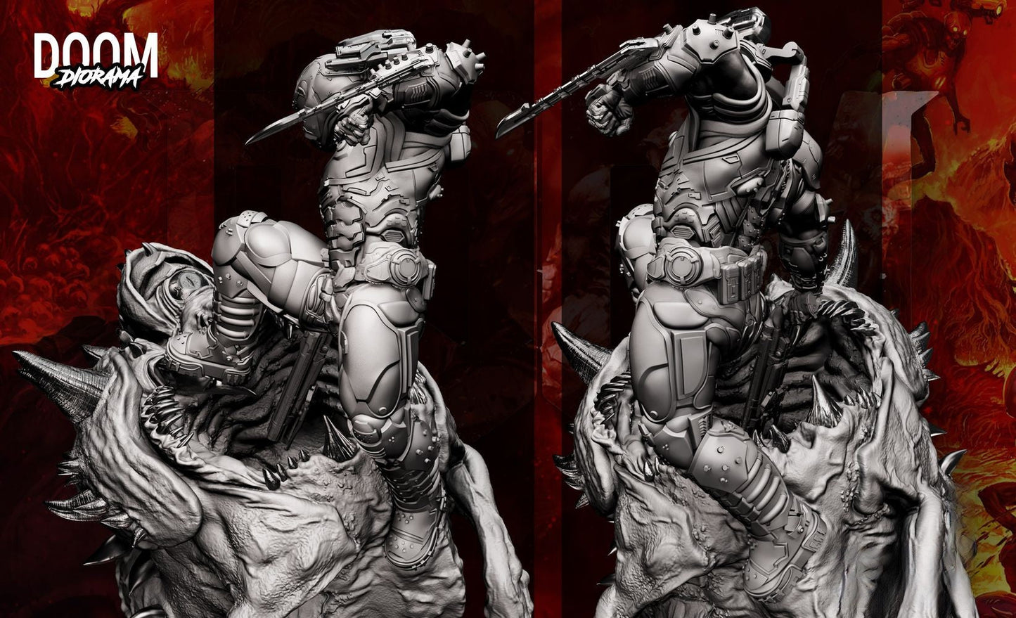 Doom Slayer Diorama - STL 3D Print Files