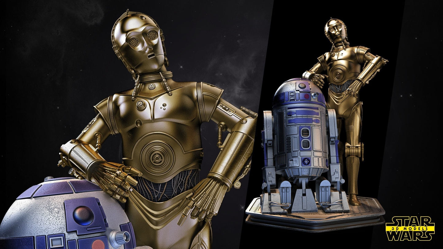 C3P0 AND R2D2 - Star Wars - STL 3D Print Files
