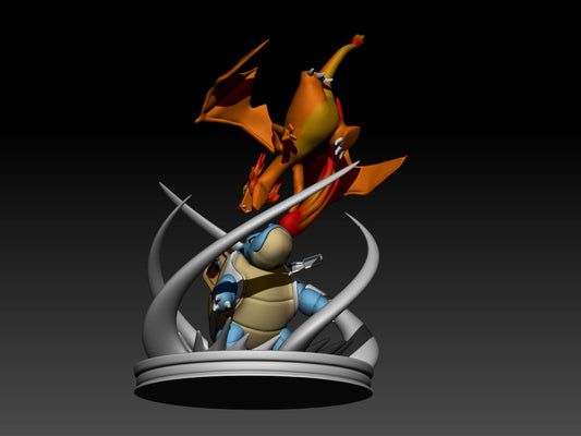Charizard Vs Blastoise - Pokemon - STL 3D Print Files