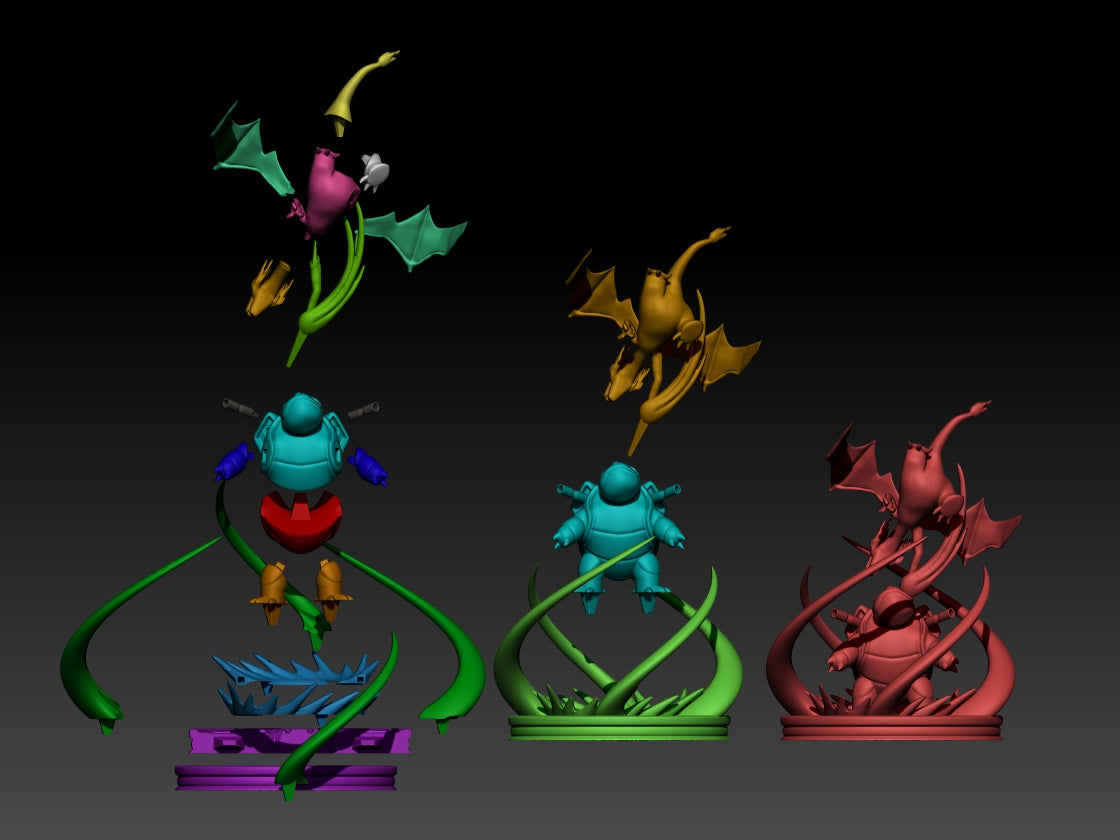 Charizard Vs Blastoise - Pokemon - STL 3D Print Files