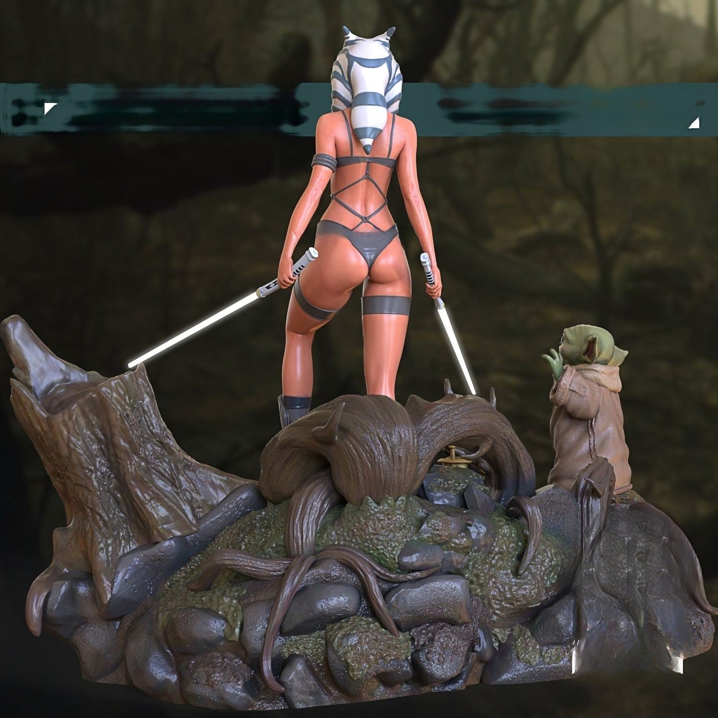 Ahsoka NSFW and Baby Yoda Diorama - Star Wars -The Clone Wars - STL 3D Print Files