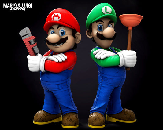 Mario and Luigi - Super Mario Bros - STL 3D Print Files