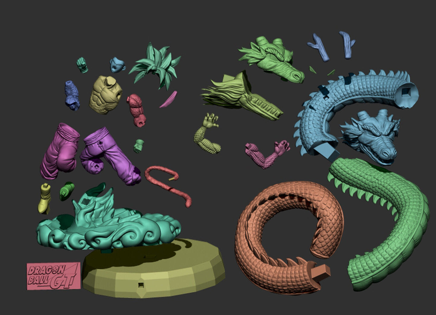 Goku SSJ4 AND Shenlong - Dragon Ball GT - STL 3D Print Files