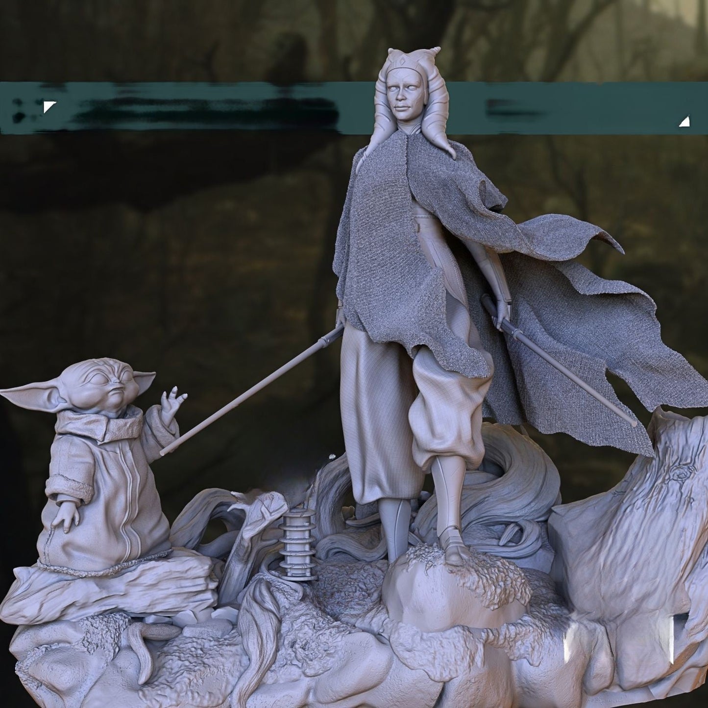 Ahsoka NSFW and Baby Yoda Diorama - Star Wars -The Clone Wars - STL 3D Print Files