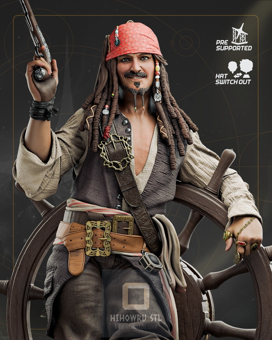4454 Jack Sparrow - Pirates of the Caribbean - STL 3D Print Files