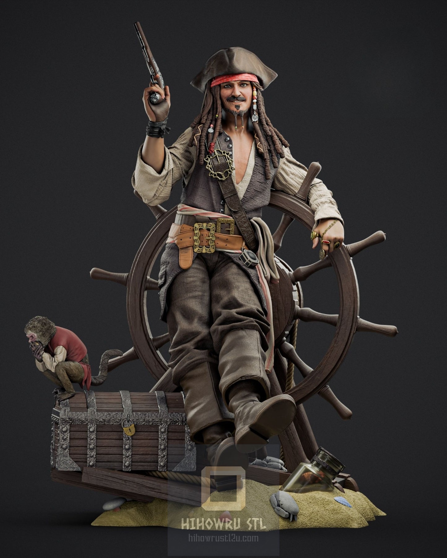 4454 Jack Sparrow - Pirates of the Caribbean - STL 3D Print Files
