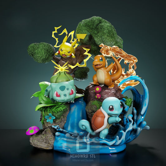 4409 Pokemon Family Diorama - STL 3D Print Files