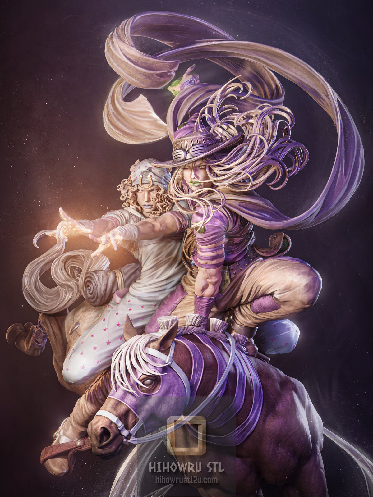 5588 Johnny Joestar and Gyro Zeppeli - JoJo's Bizarre Adventure: Steel Ball - STL 3D Print Files