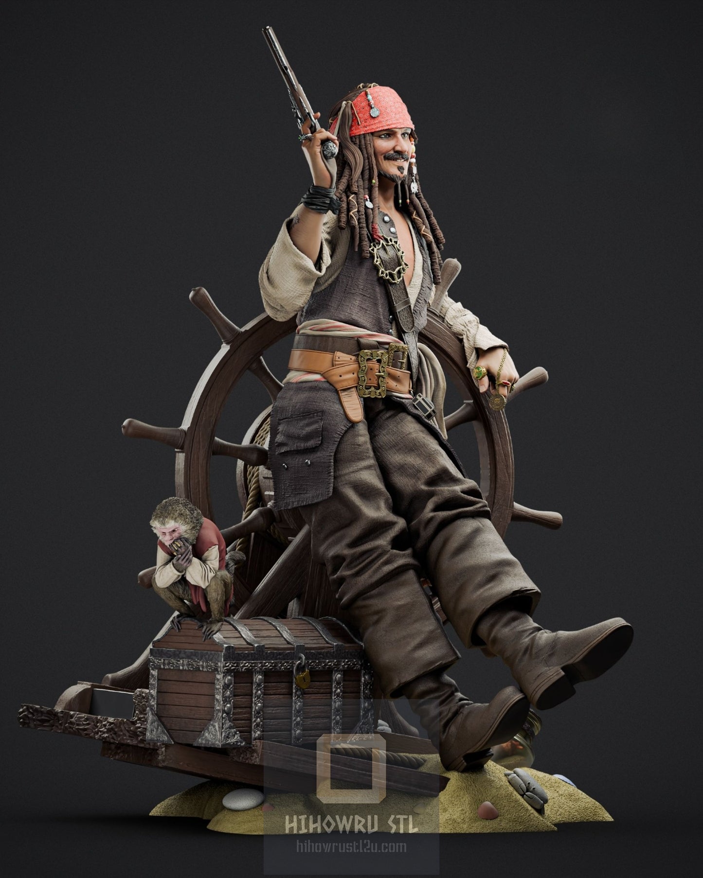 4454 Jack Sparrow - Pirates of the Caribbean - STL 3D Print Files