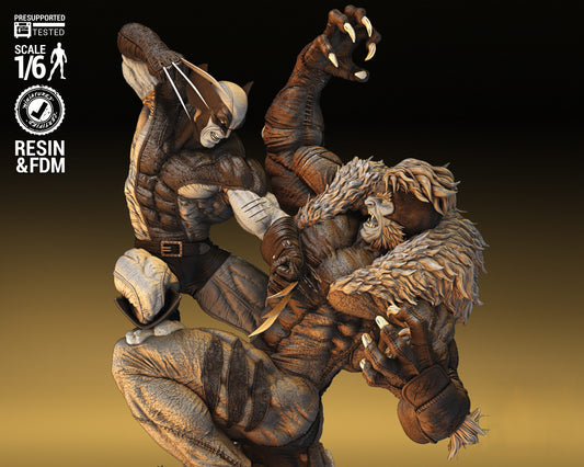 1671 Wolverine VS Sabretooth - Marvel Comics - STL 3D Print Files