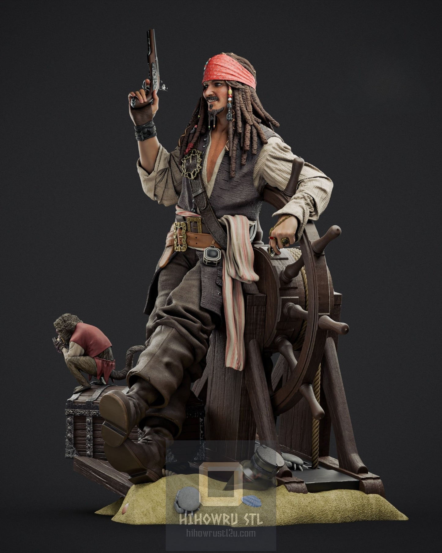 4454 Jack Sparrow - Pirates of the Caribbean - STL 3D Print Files