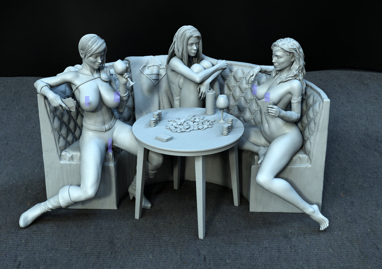 THREE DC HEROES NSFW POKER - STL 3D Print Files