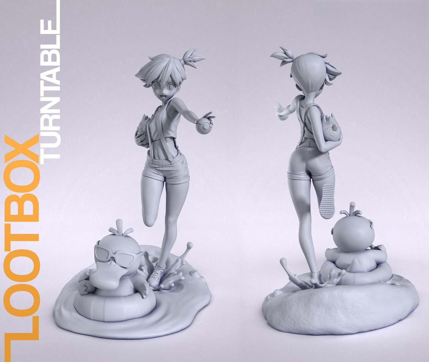 2773 Misty And Psyduck - Pokemon - STL 3D Print Files