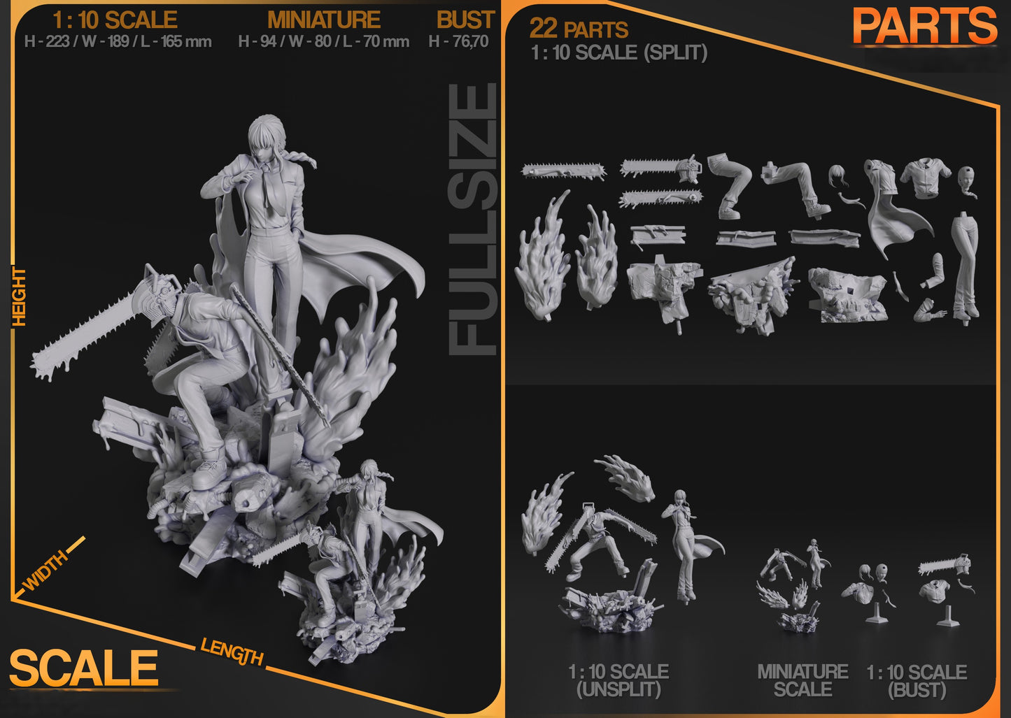 2617 Makima and Denji Diorama - Chainsaw Man - STL 3D Print Files