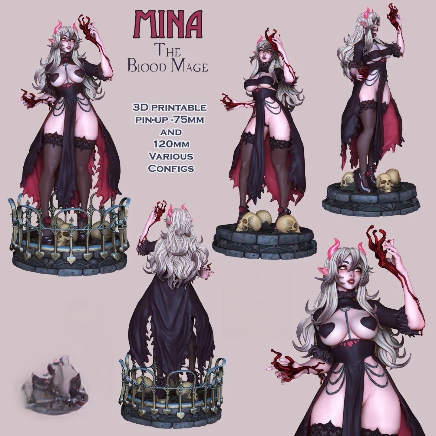 2432 Mina NSFW - The Blood Mage - STL 3D Print Files