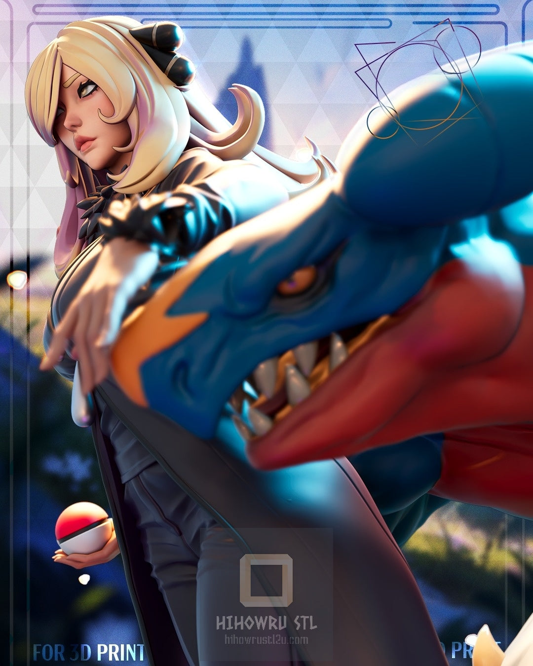 4900 Cynthia AND Garchomp - Pokemon - STL 3D Print Files