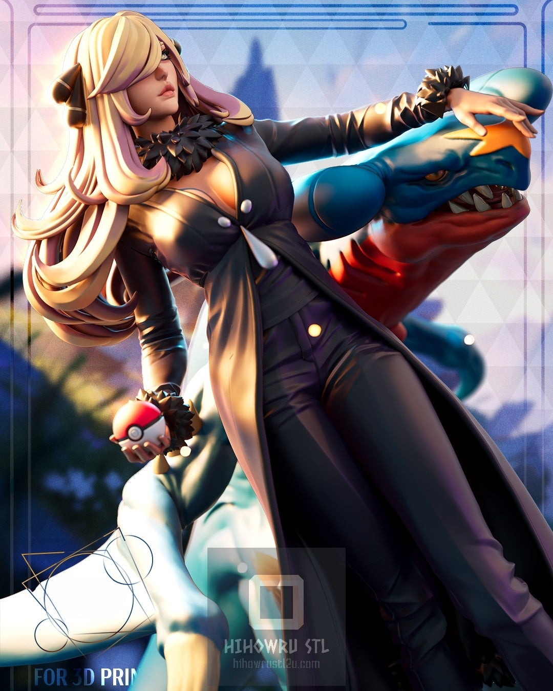 4900 Cynthia AND Garchomp - Pokemon - STL 3D Print Files