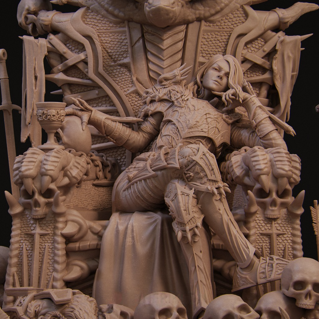 2173 Aleehra On Throne - STL 3D Print Files