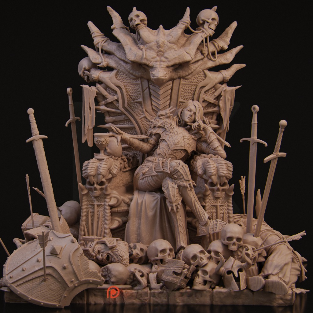 2173 Aleehra On Throne - STL 3D Print Files