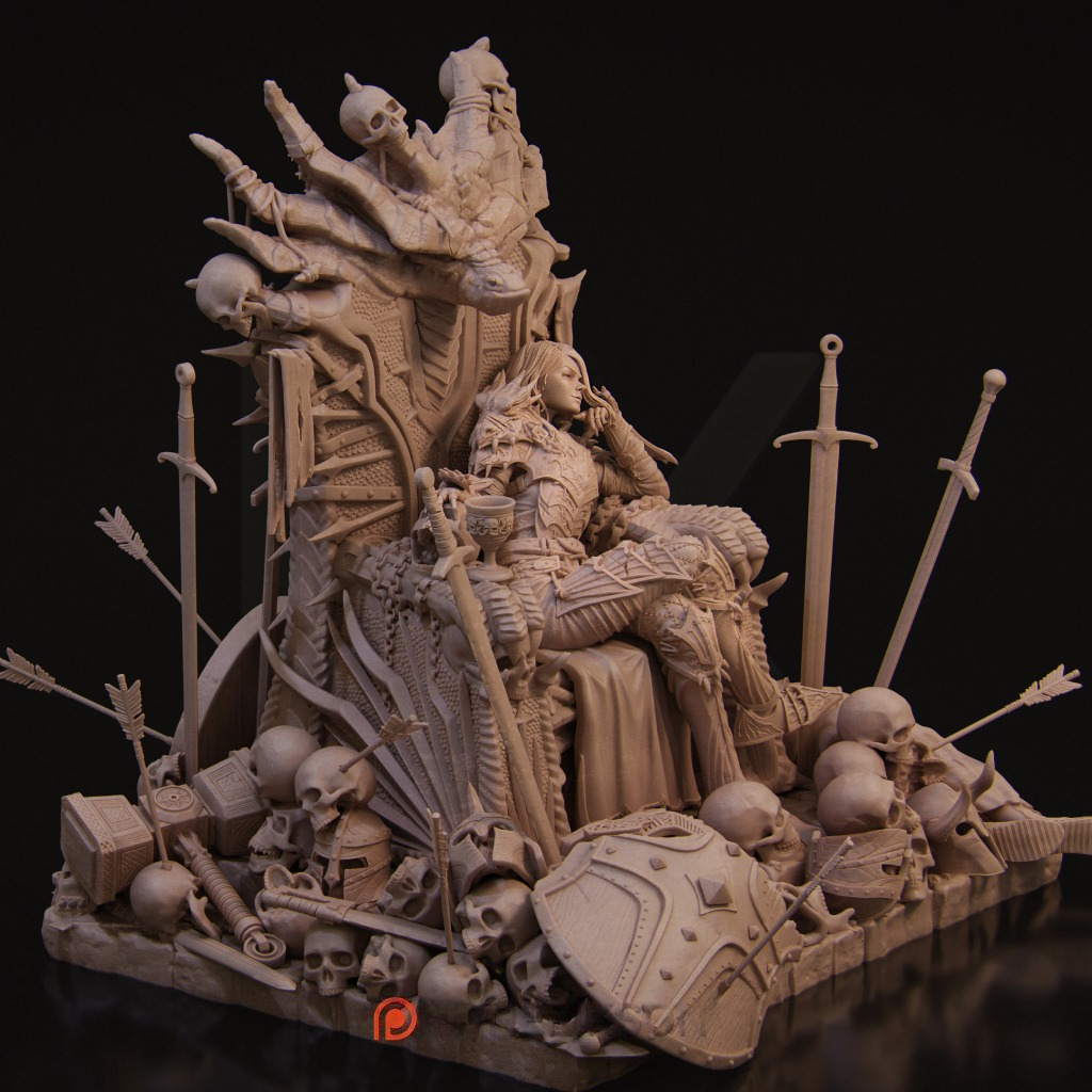 2173 Aleehra On Throne - STL 3D Print Files