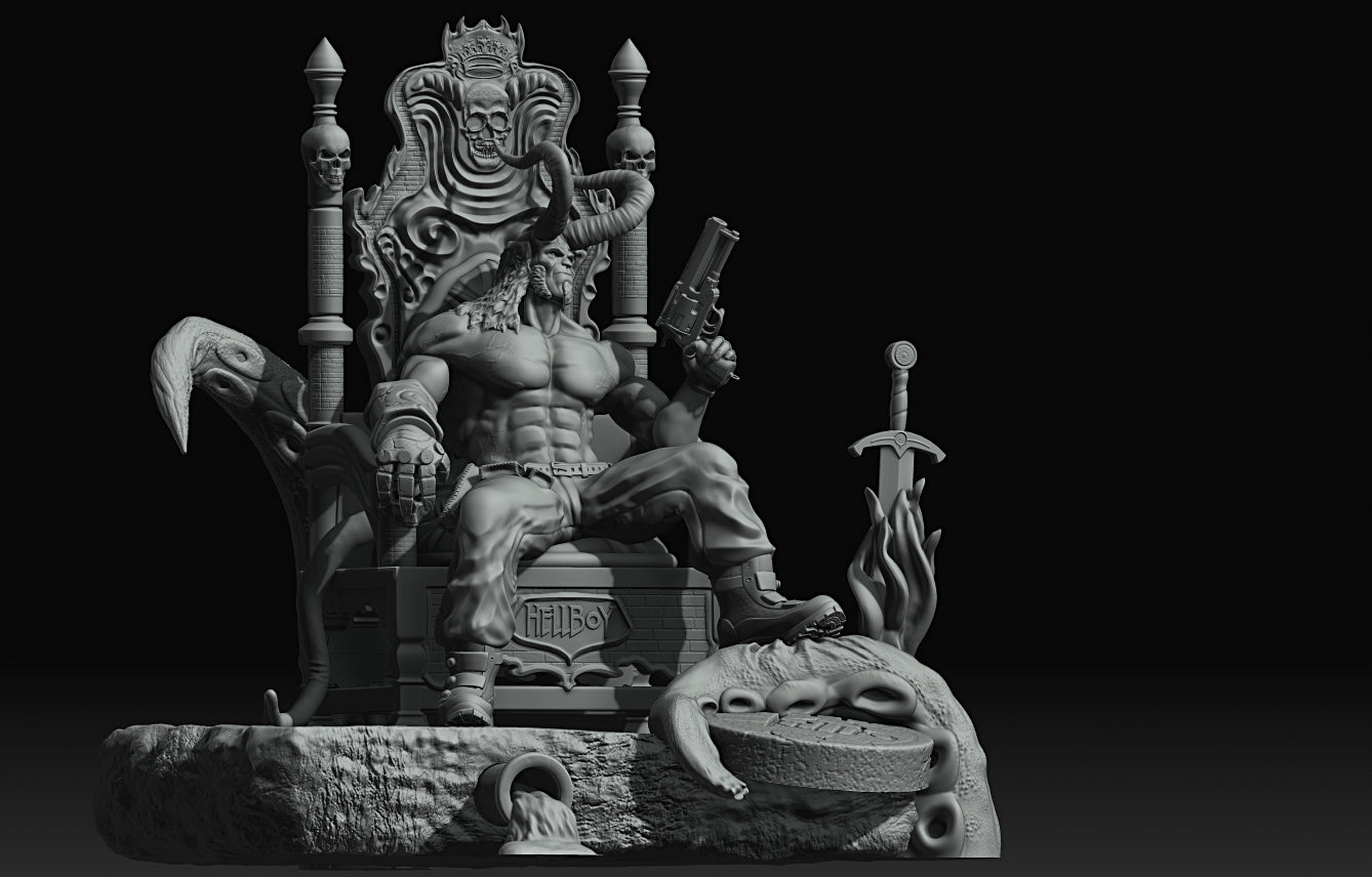 2000 HELLBOY ON THRONE - STL 3D Print Files