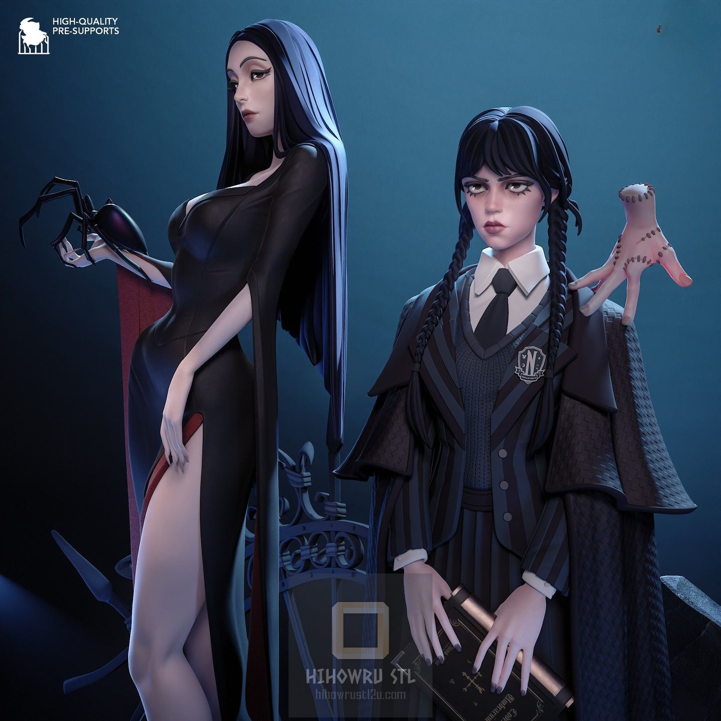 4570 Wednesday AND Morticia Addams - Addams Family - STL 3D Print Files