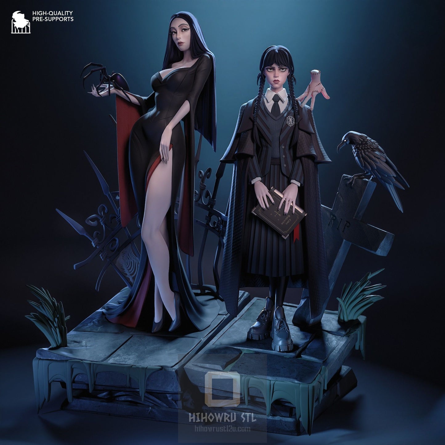 4570 Wednesday AND Morticia Addams - Addams Family - STL 3D Print Files