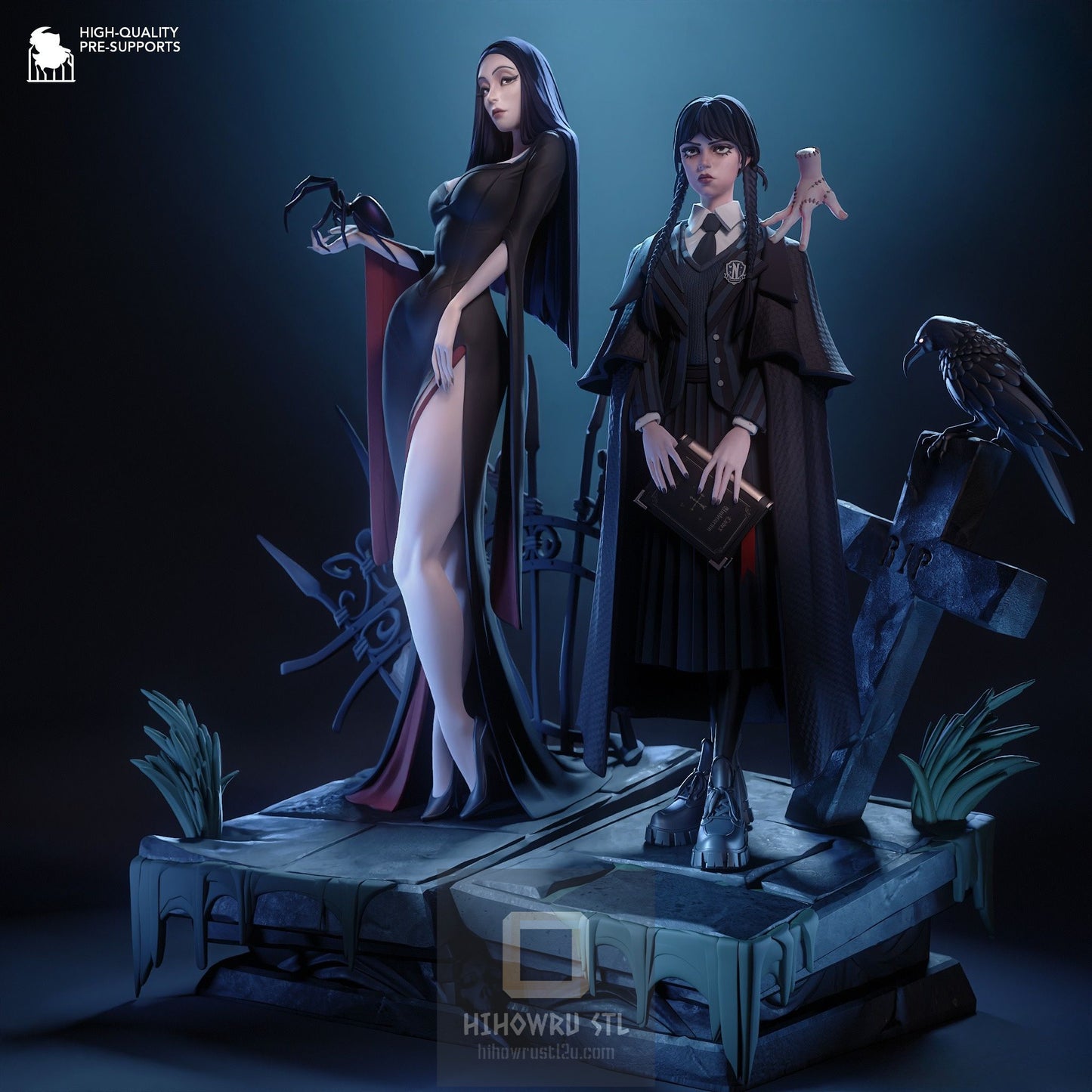 4570 Wednesday AND Morticia Addams - Addams Family - STL 3D Print Files