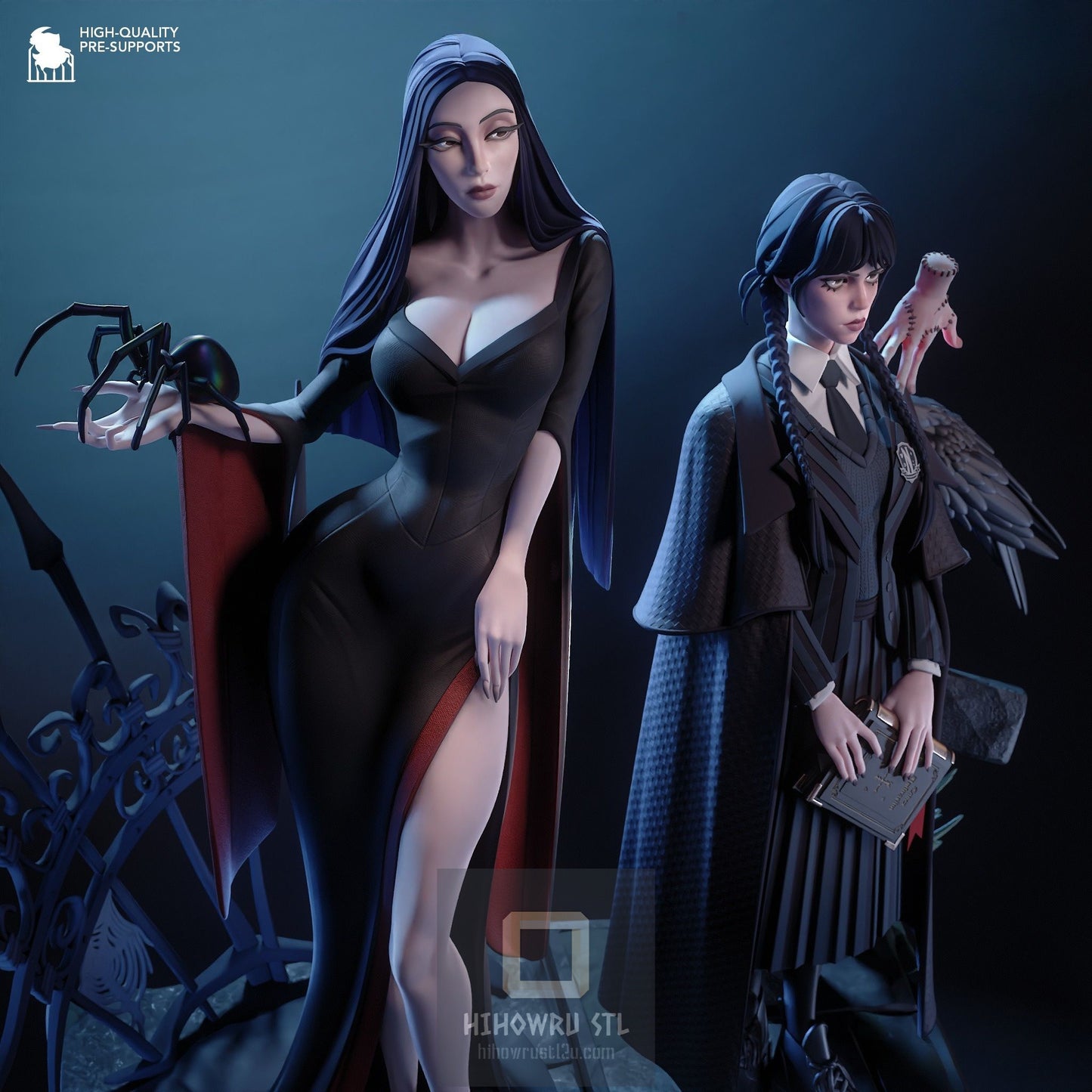 4570 Wednesday AND Morticia Addams - Addams Family - STL 3D Print Files