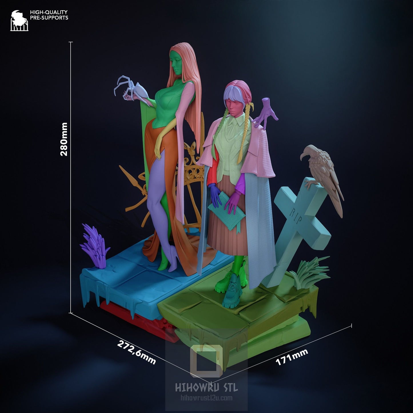 4570 Wednesday AND Morticia Addams - Addams Family - STL 3D Print Files