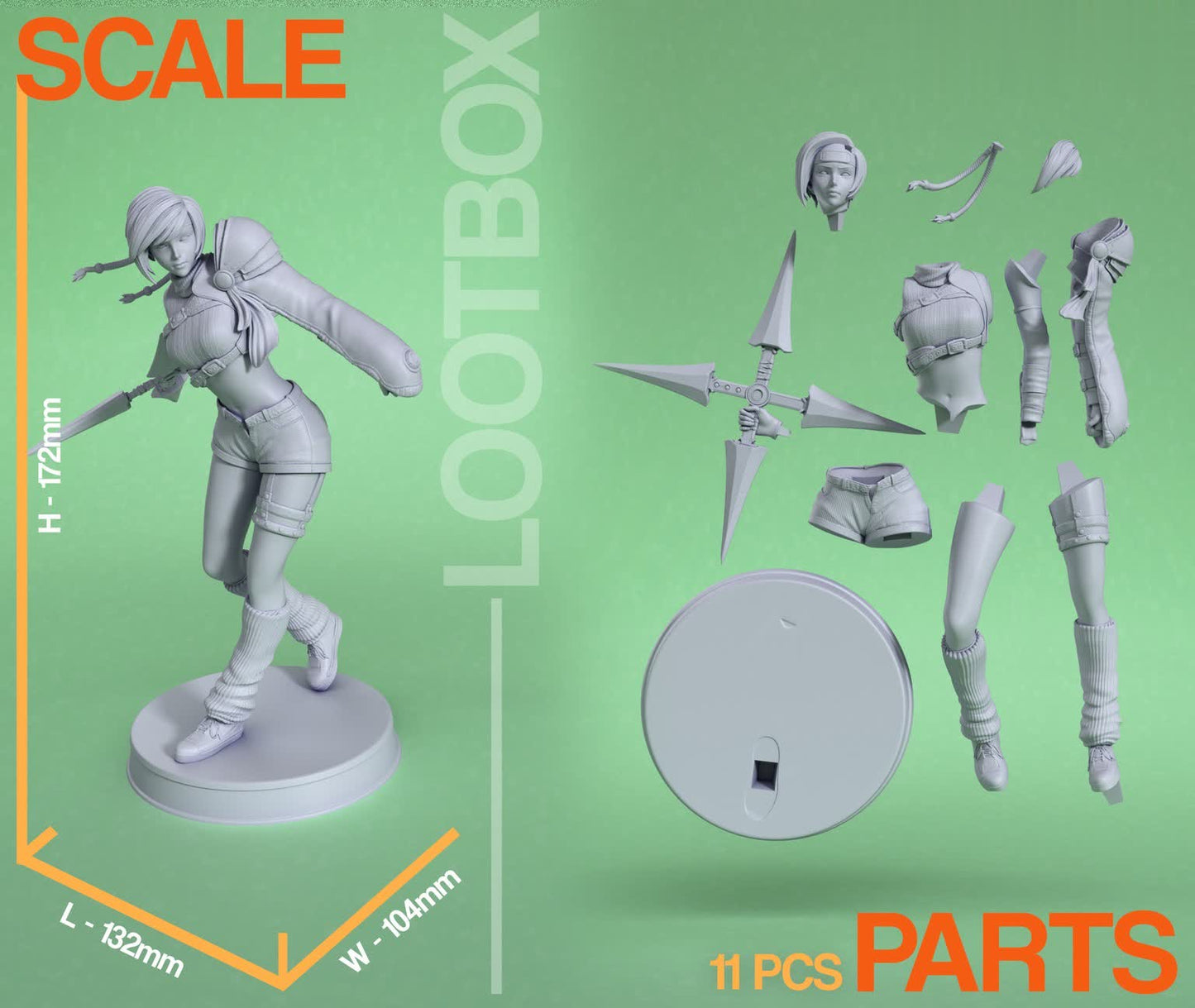 1911 Yuffie Kisaragi - Final Fantasy - STL 3D Print Files