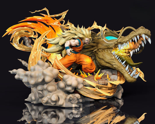 4576 Goku SSJ3 Dragon Fist Diorama - Dragon Ball - STL 3D Print Files