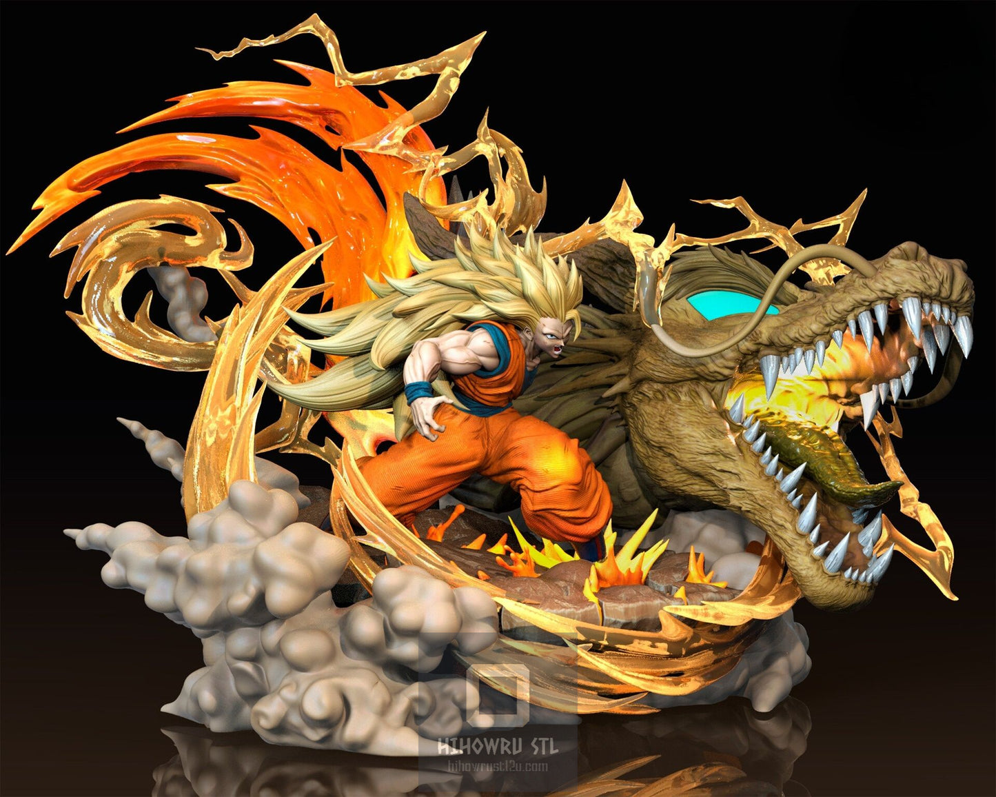 4576 Goku SSJ3 Dragon Fist Diorama - Dragon Ball - STL 3D Print Files