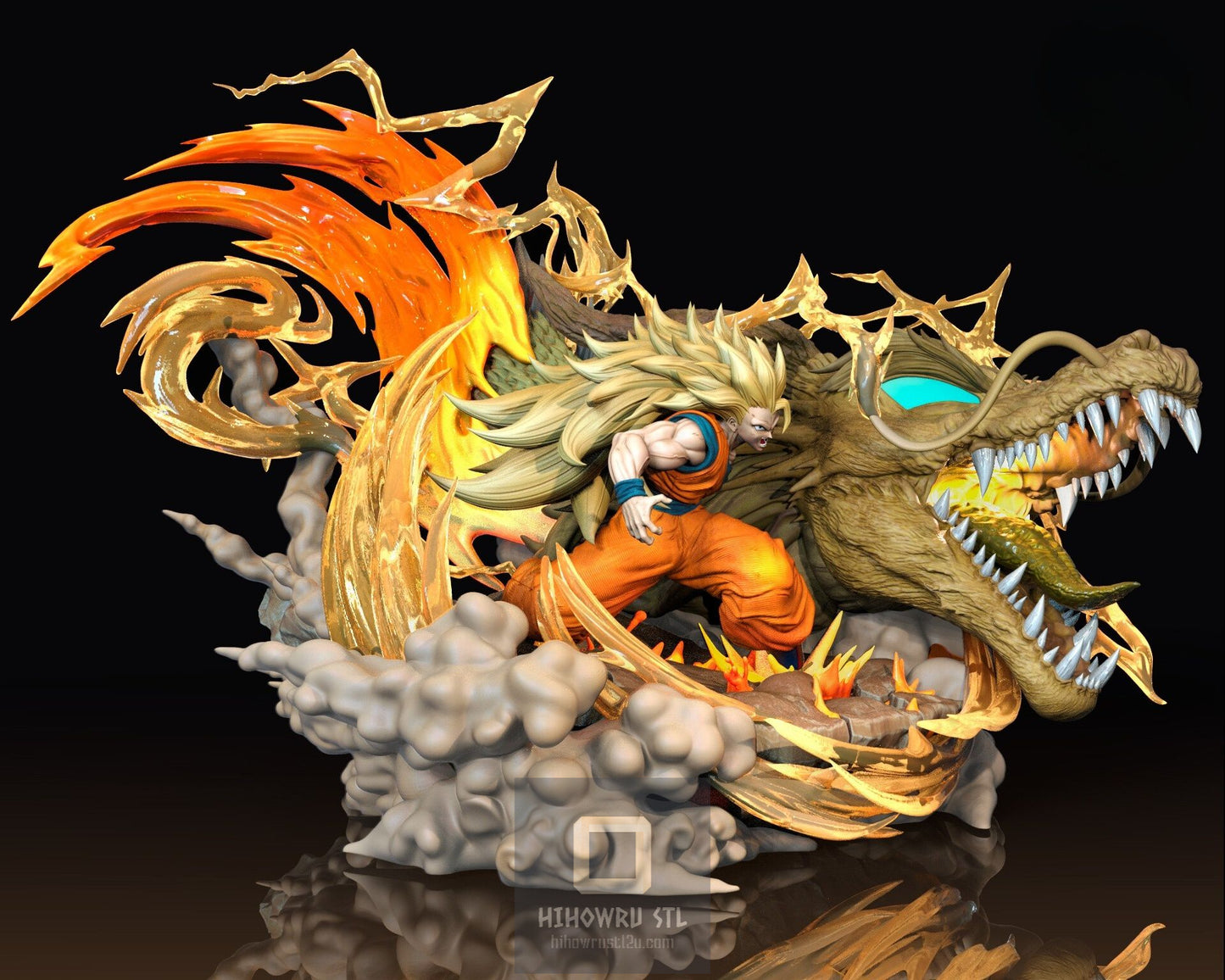 4576 Goku SSJ3 Dragon Fist Diorama - Dragon Ball - STL 3D Print Files