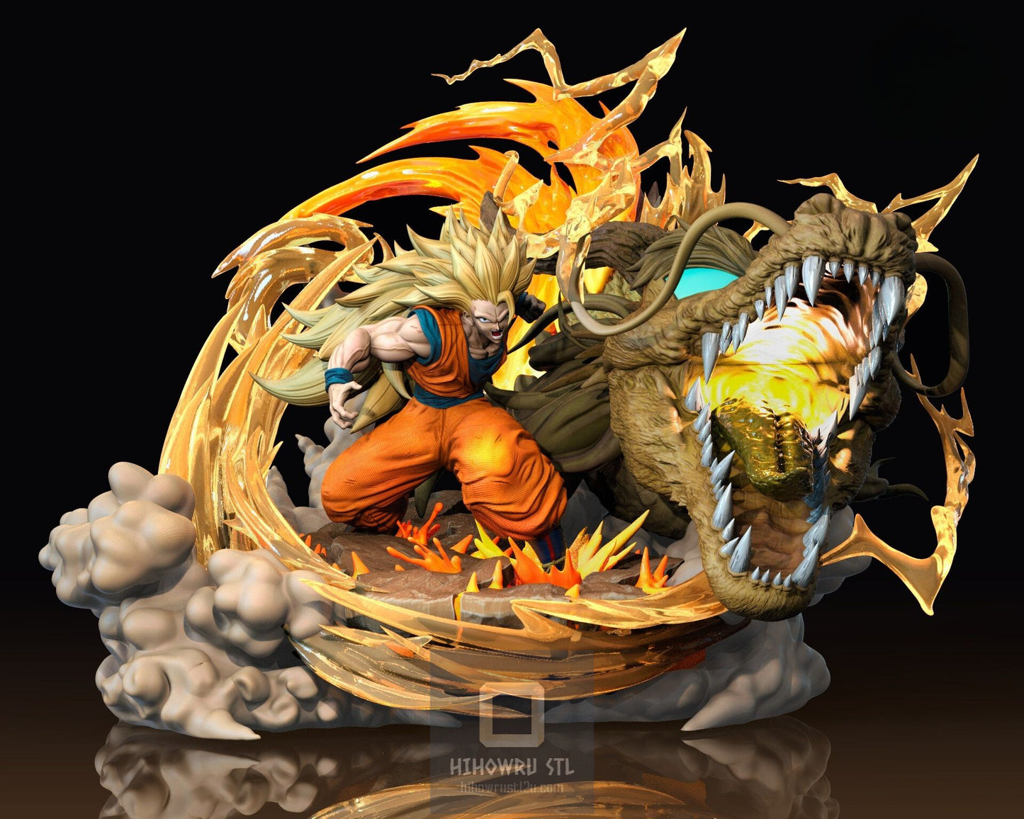 4576 Goku SSJ3 Dragon Fist Diorama - Dragon Ball - STL 3D Print Files